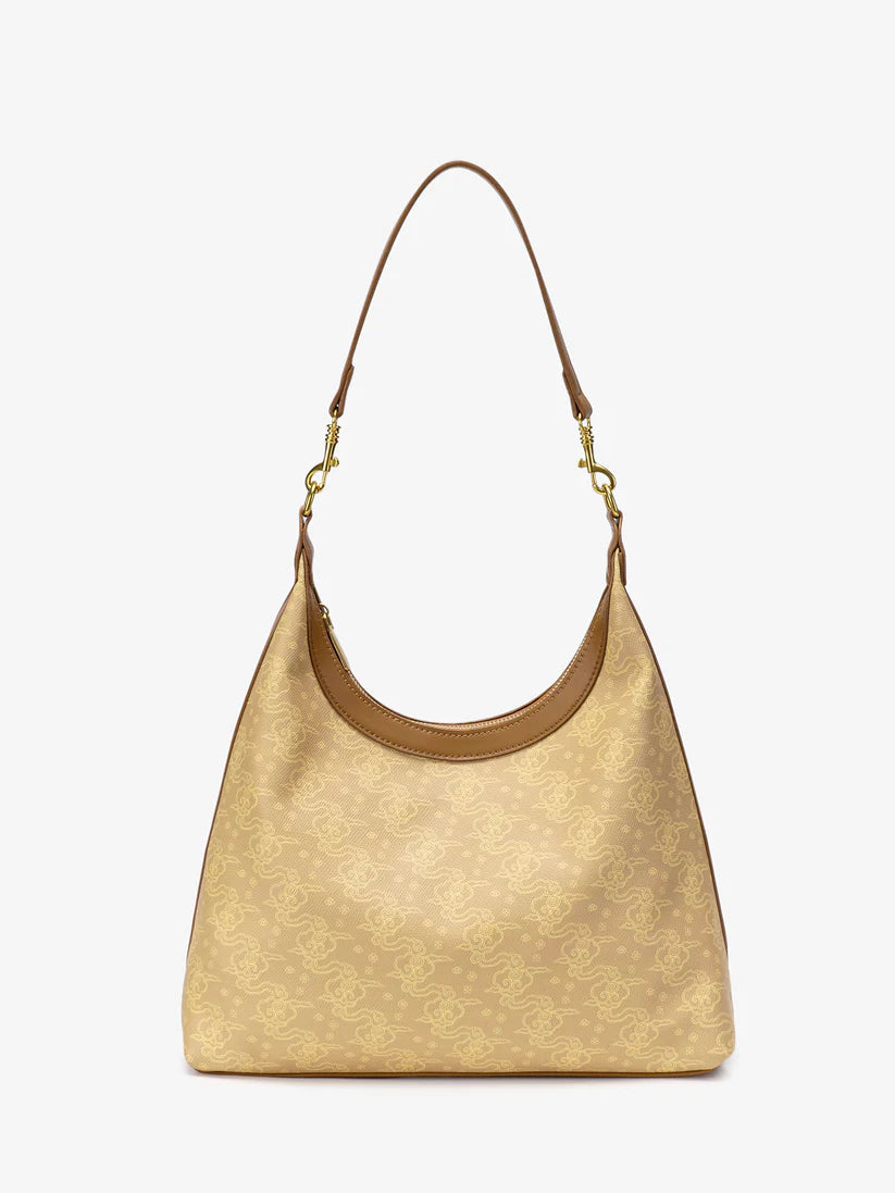 Cloud-patterned PU leather hobo shoulder bag