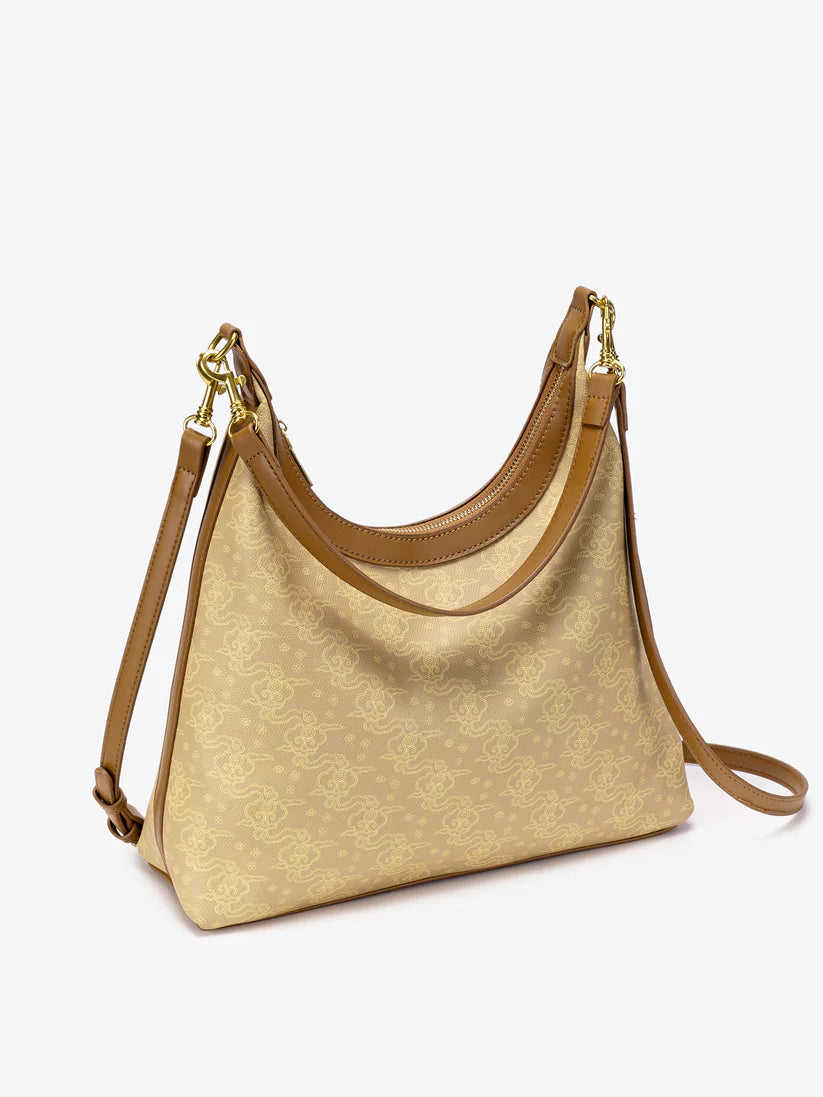 Cloud-patterned PU leather hobo shoulder bag