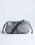 Ruched zebra-print woven crossbody bag