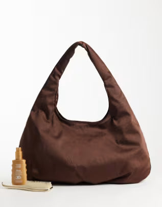 Slouchy polyester hobo tote bag