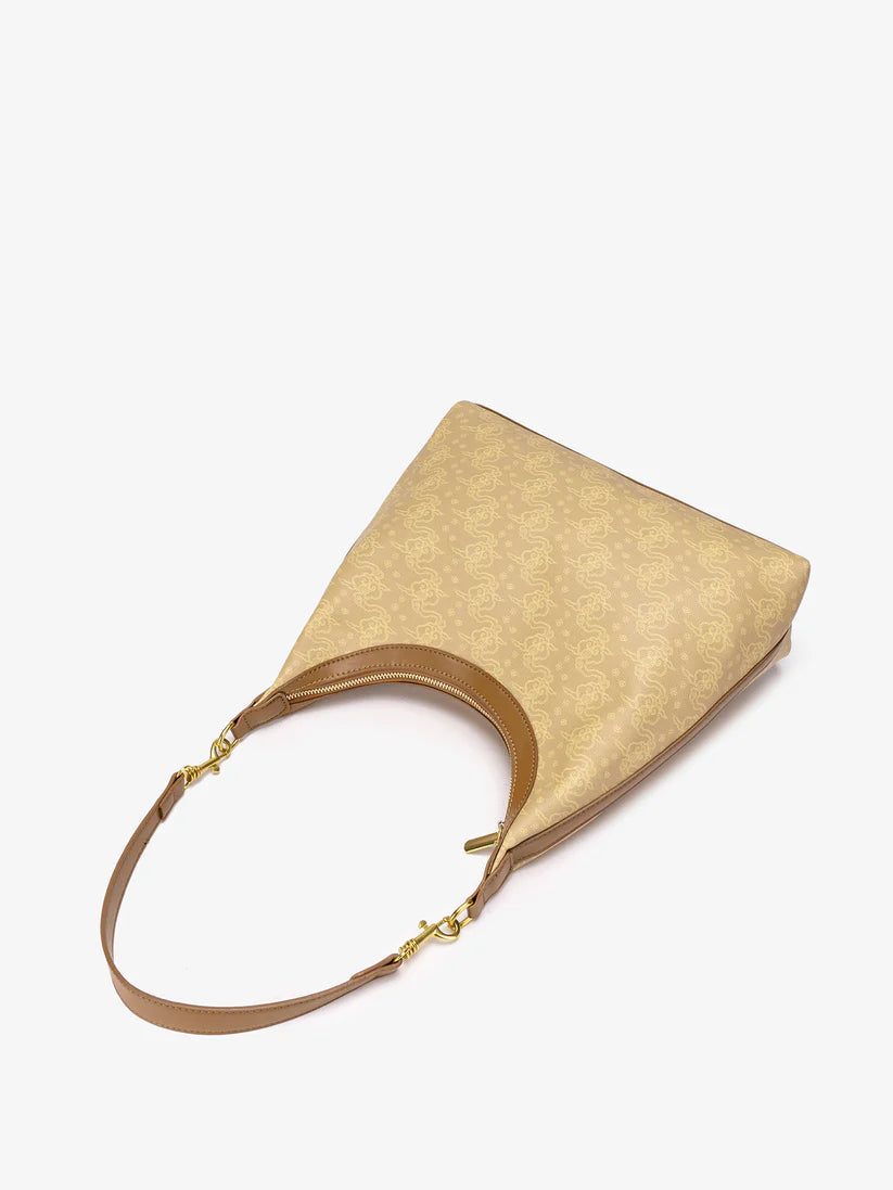 Cloud-patterned PU leather hobo shoulder bag