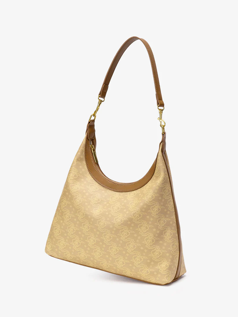 Cloud-patterned PU leather hobo shoulder bag