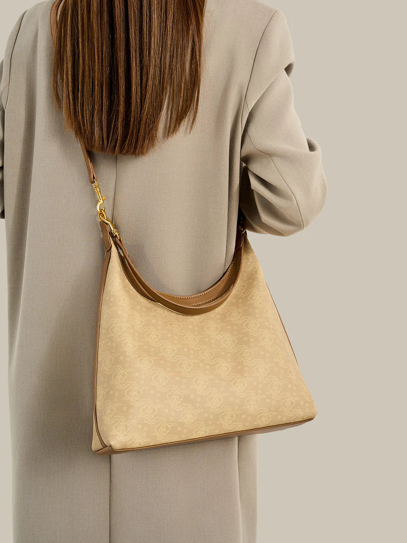 Cloud-patterned PU leather hobo shoulder bag