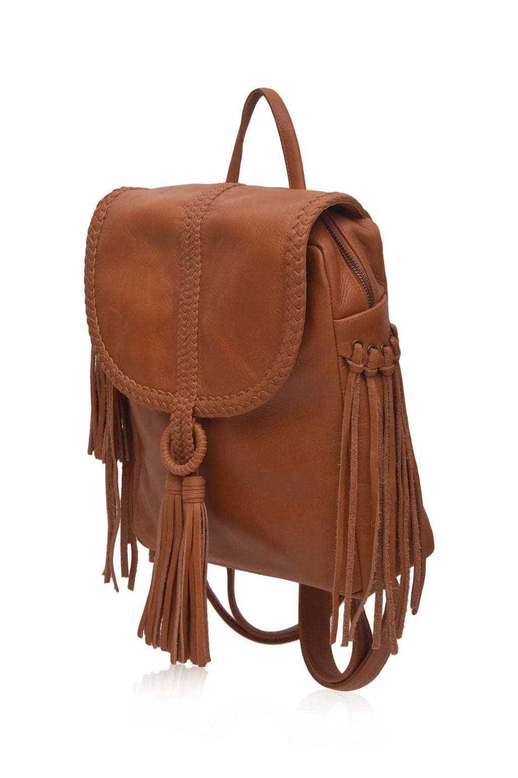 Boho leather backpack