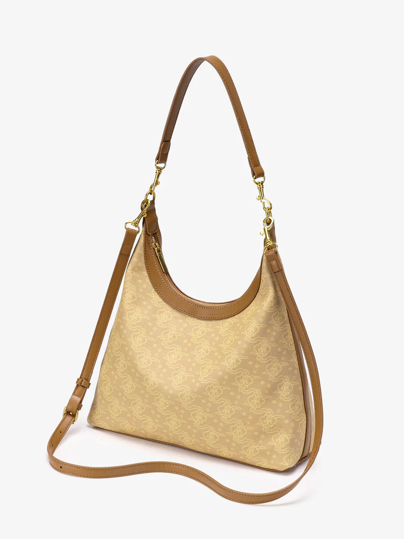 Cloud-patterned PU leather hobo shoulder bag