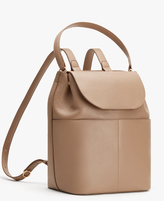 Convertible pebbled leather backpack