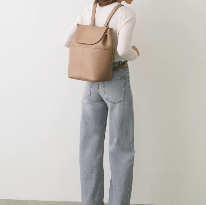 Convertible pebbled leather backpack